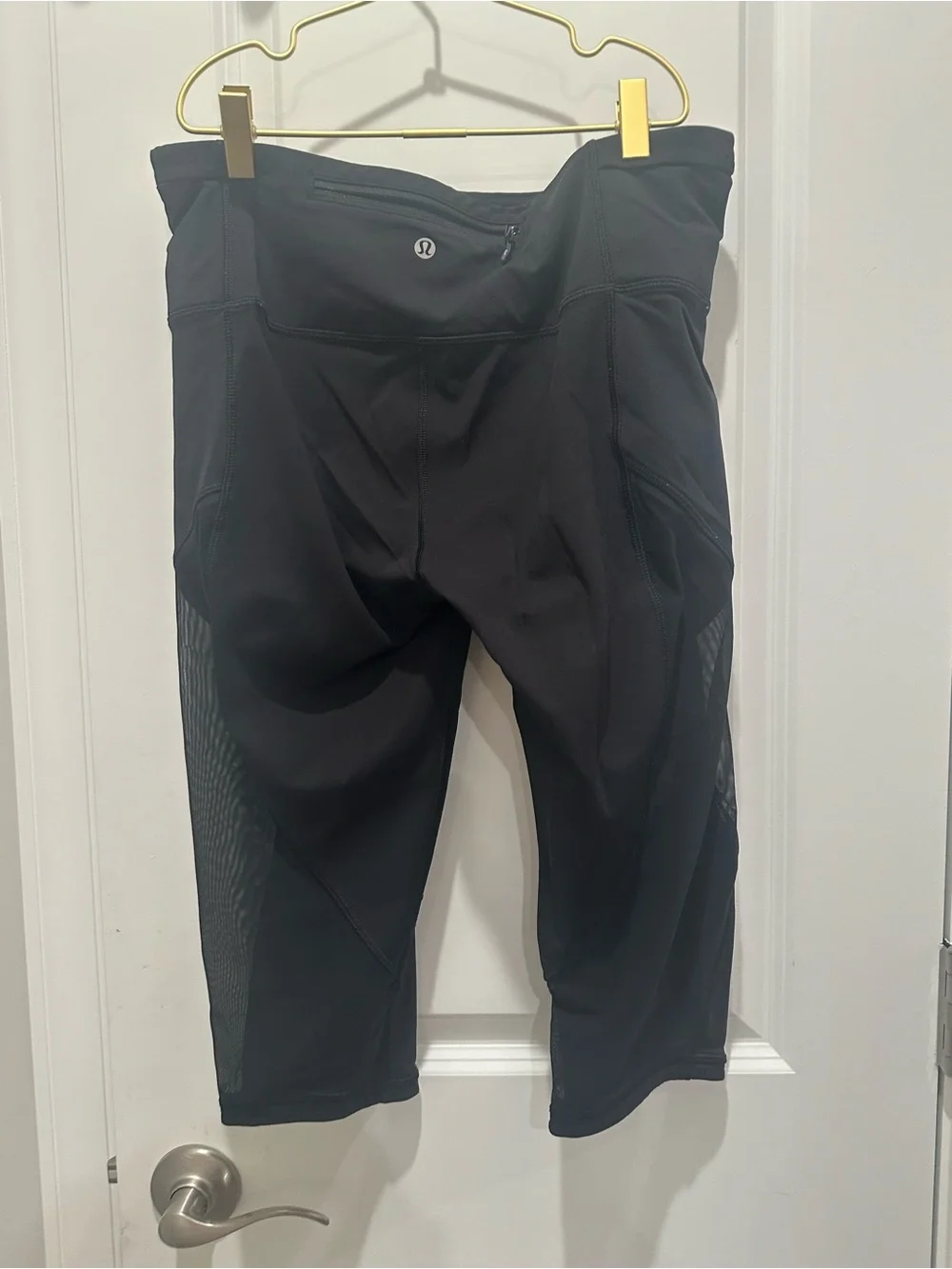 lululemon athletica Black Capri Leggings with Mesh Panels